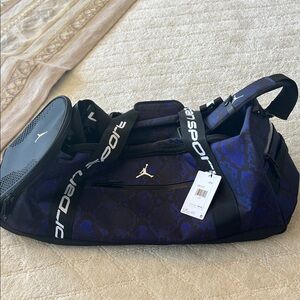 Jordan Jumpman Camo Print Athletic Duffel in Navy and Black